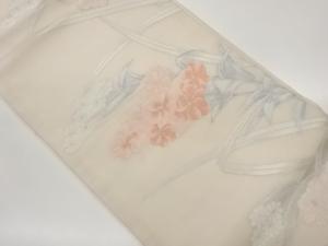 紗 花々・葉模様織出し名古屋帯